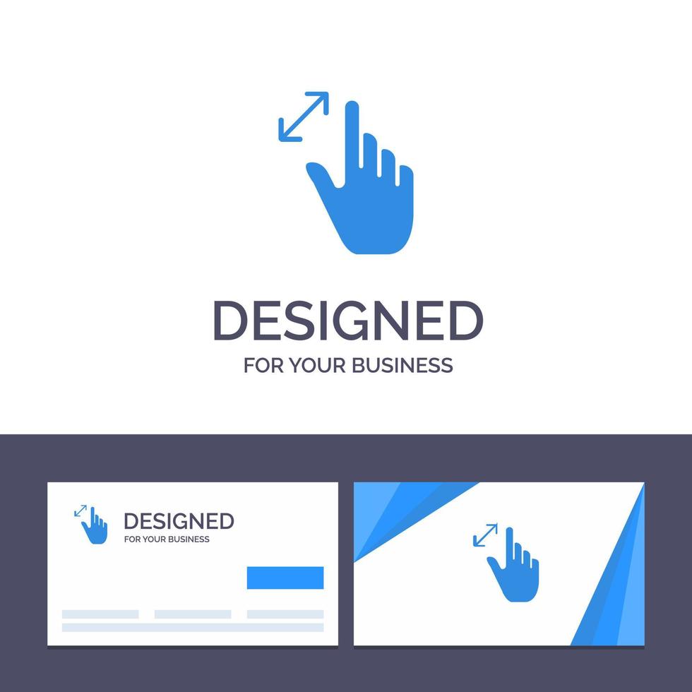 cartão de visita criativo e modelo de logotipo expandem gestos interface ampliação toque ilustração vetorial vetor