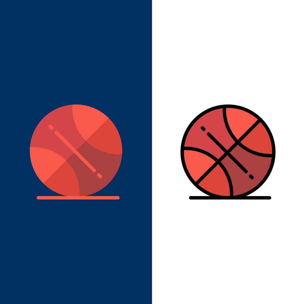 bola de basquete esportes eua ícones planos e conjunto de ícones cheios de linha vector fundo azul