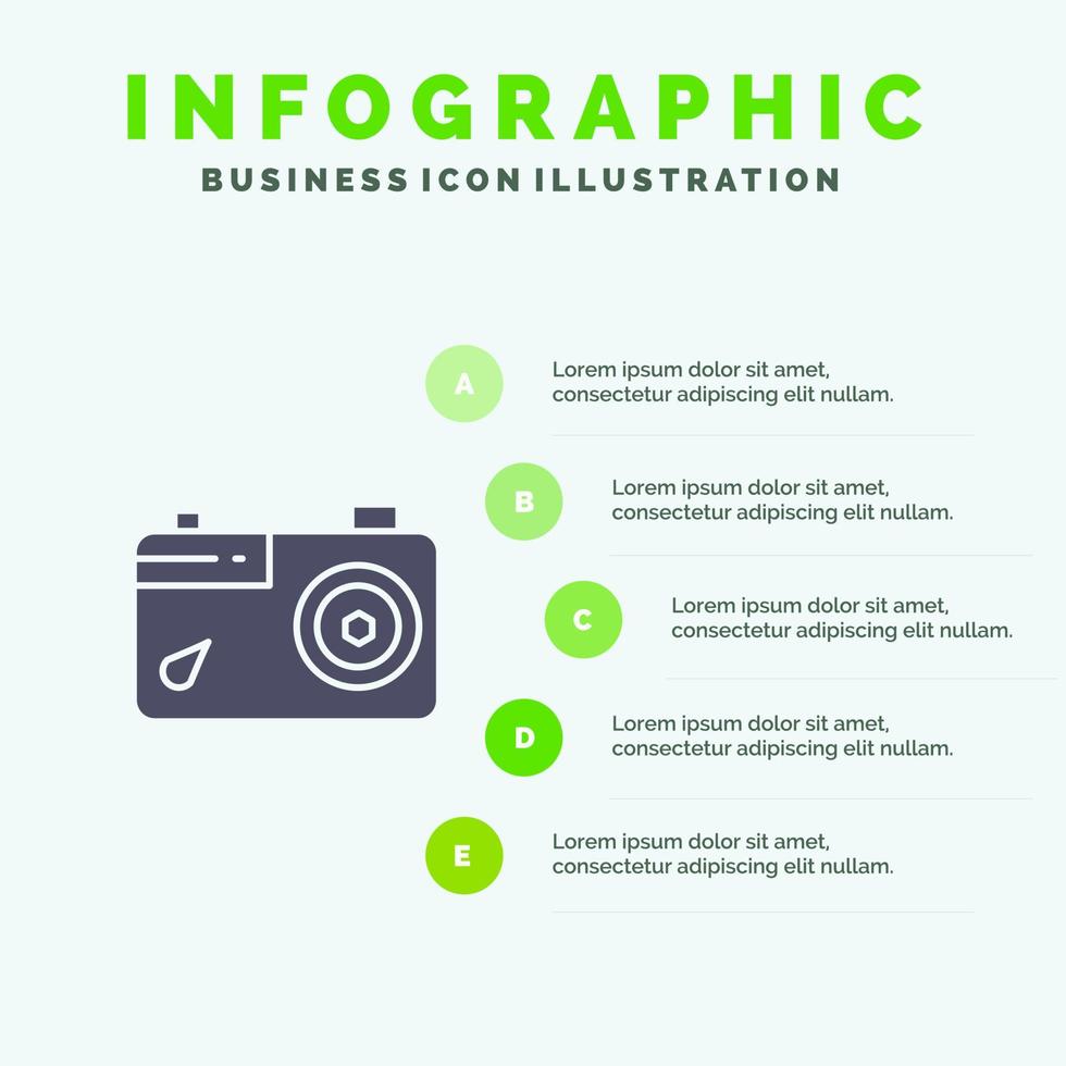 modelo de apresentação de infográficos de foto de imagem de câmera apresentação de 5 etapas vetor