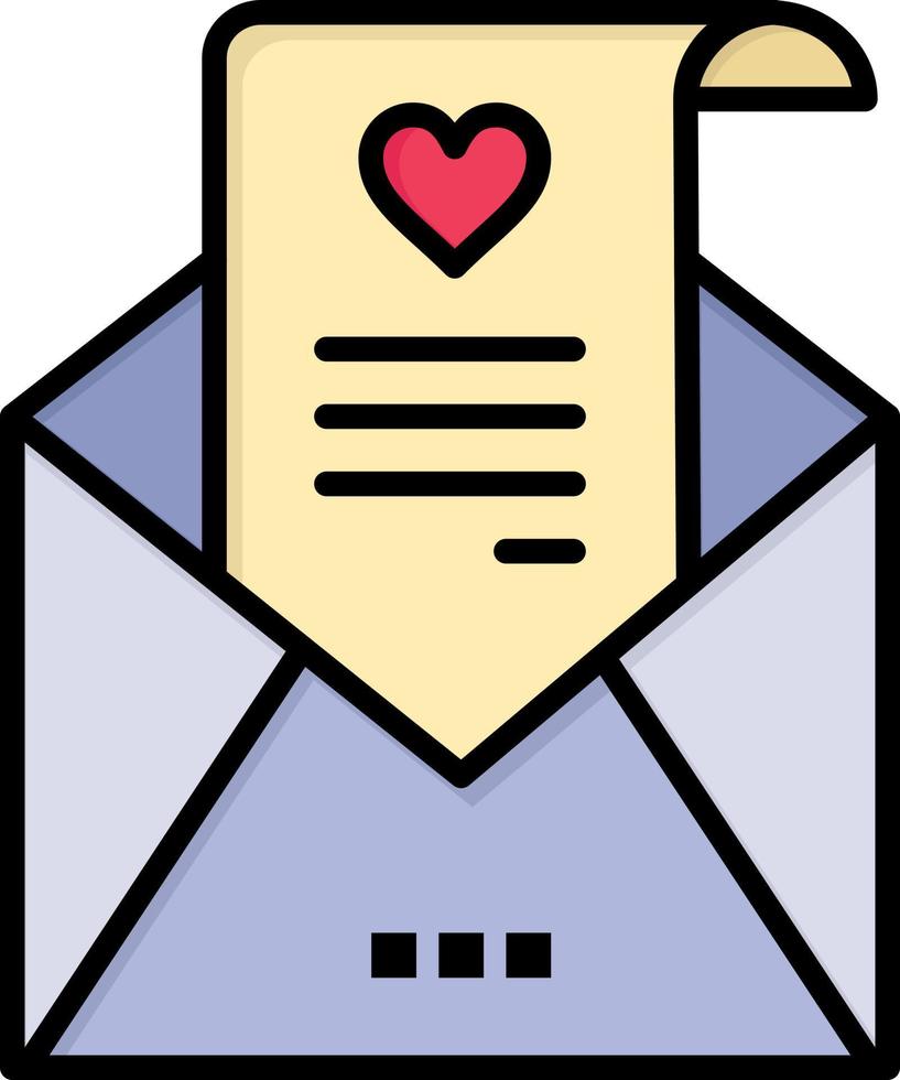 e-mail proposta de carta de amor cartão de casamento modelo de banner de ícone de vetor de cor plana