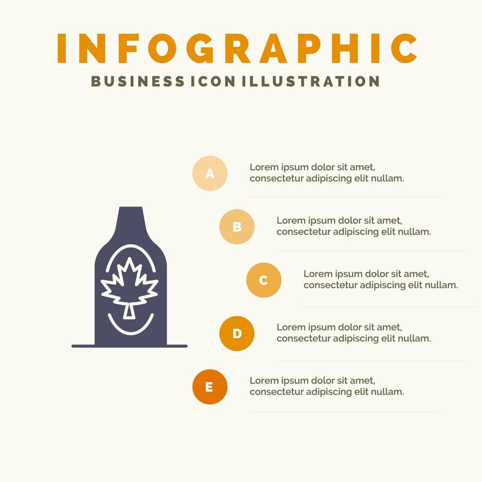 garrafa outono canadá folha maple ícone sólido infográficos 5 passos fundo de apresentação vetor