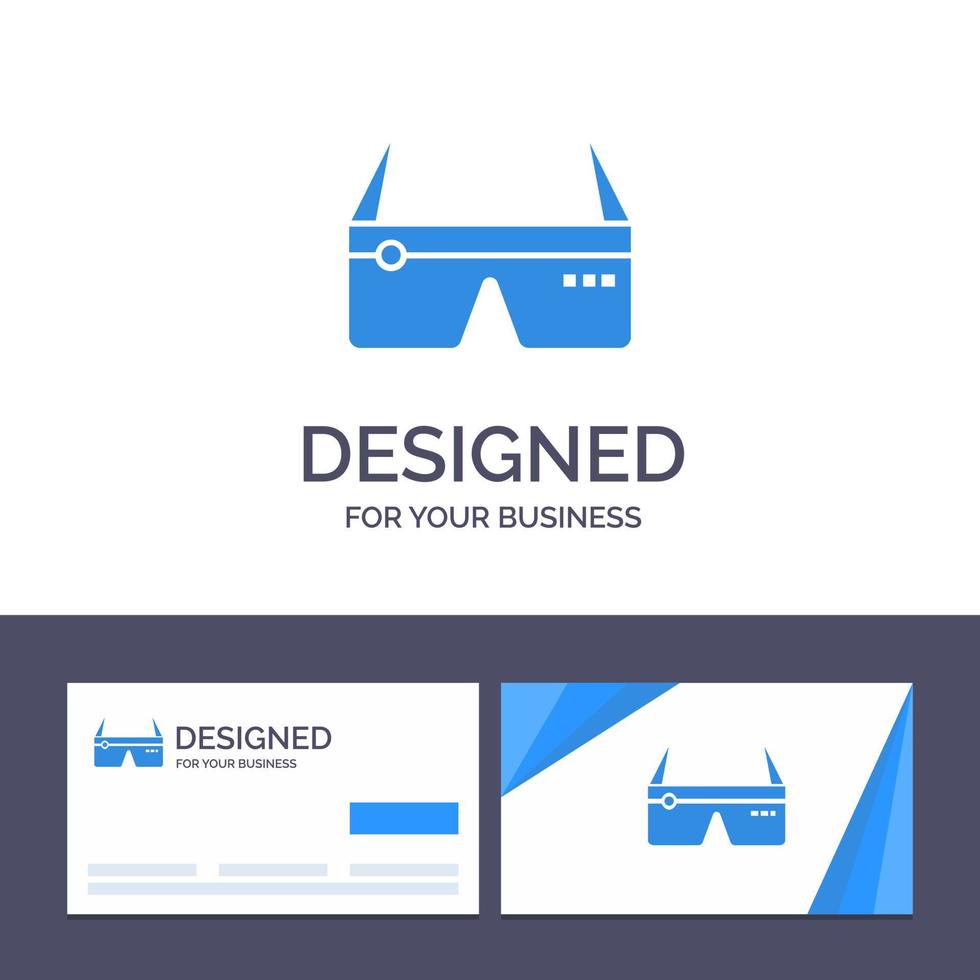 cartão de visita criativo e modelo de logotipo computador computação óculos digitais google ilustração vetorial vetor
