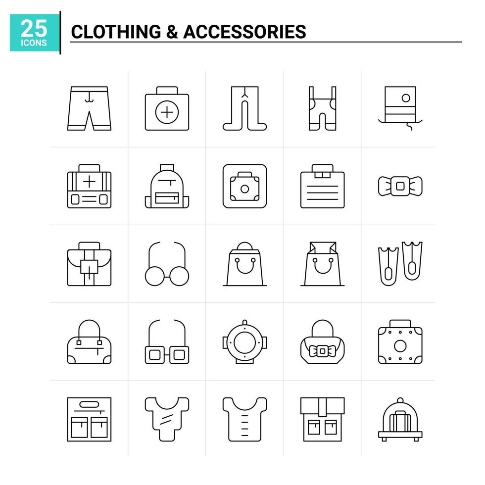 25 acessórios de vestuário conjunto de ícones de fundo vetorial vetor