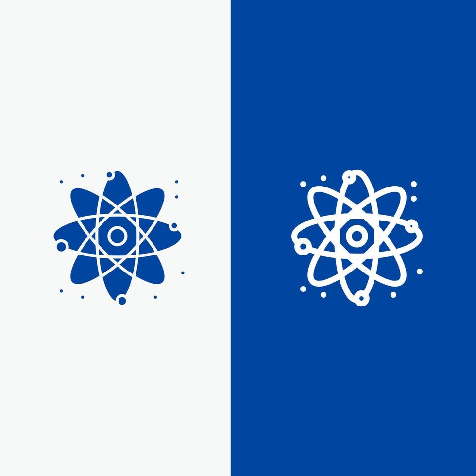 física reage linha de ciência e ícone sólido de glifo banner azul linha e ícone sólido de glifo banner azul vetor