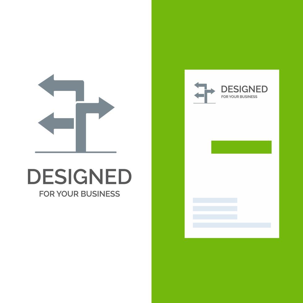 design de logotipo cinza de navegação de direção de seta e modelo de cartão de visita vetor