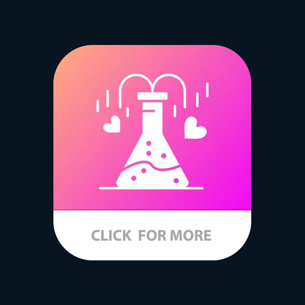 balão químico coração amor botão de aplicativo móvel android e ios versão glifo vetor