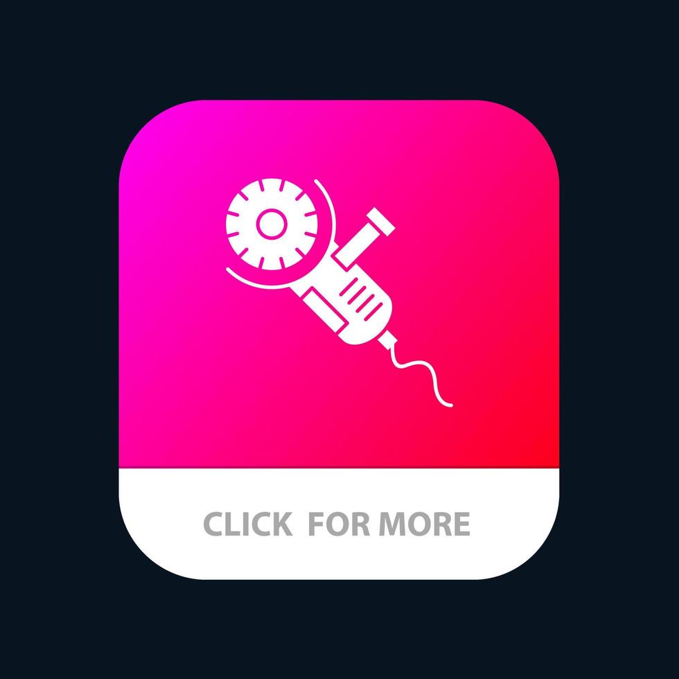 serra circular lâmina de ferramenta elétrica botão de aplicativo móvel android e ios versão glifo vetor