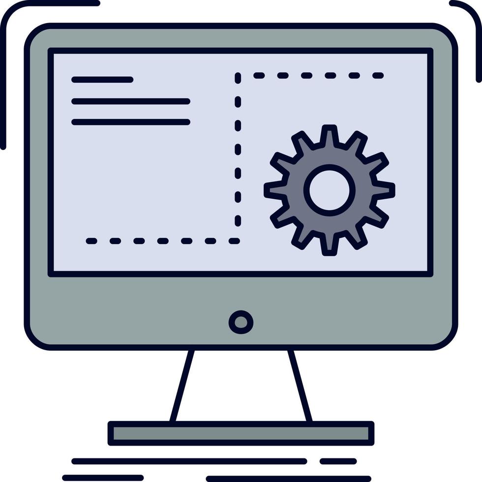 comando da função do computador processo de progresso do ícone de cor plana vetor