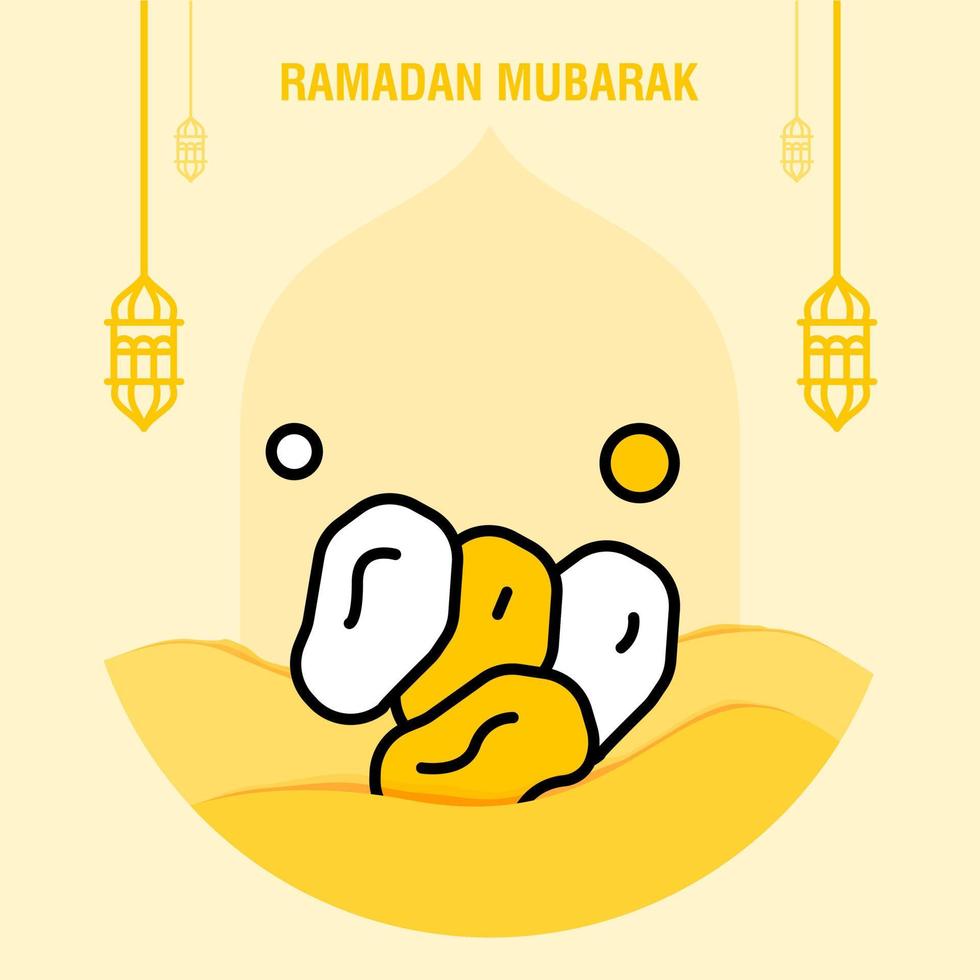 modelo de saudação ramadan kareem crescente islâmico e ilustração vetorial de lanterna árabe vetor