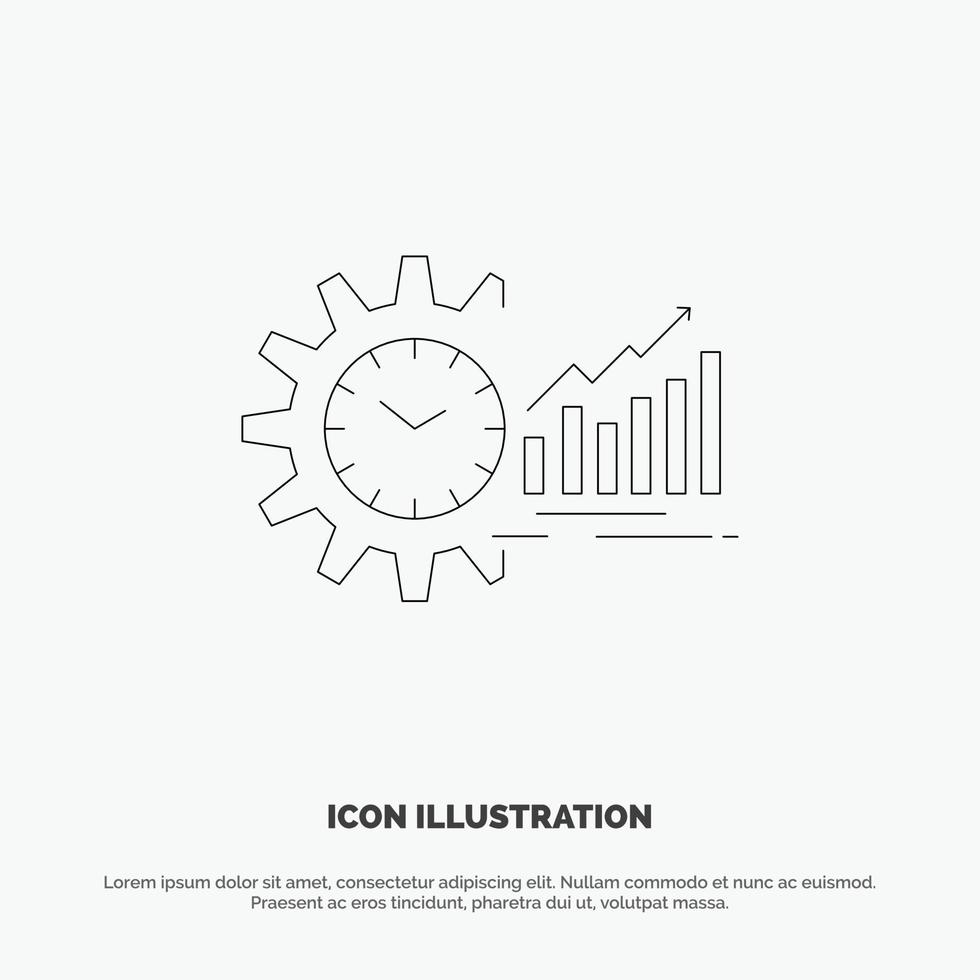 gráficos de análise de gráfico cronograma de mercado ícone de linha de tendências de tempo vetor