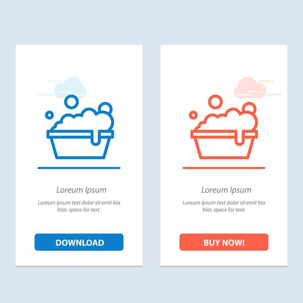 limpeza de tigela lavagem azul e vermelho baixe e compre agora modelo de cartão de widget da web vetor