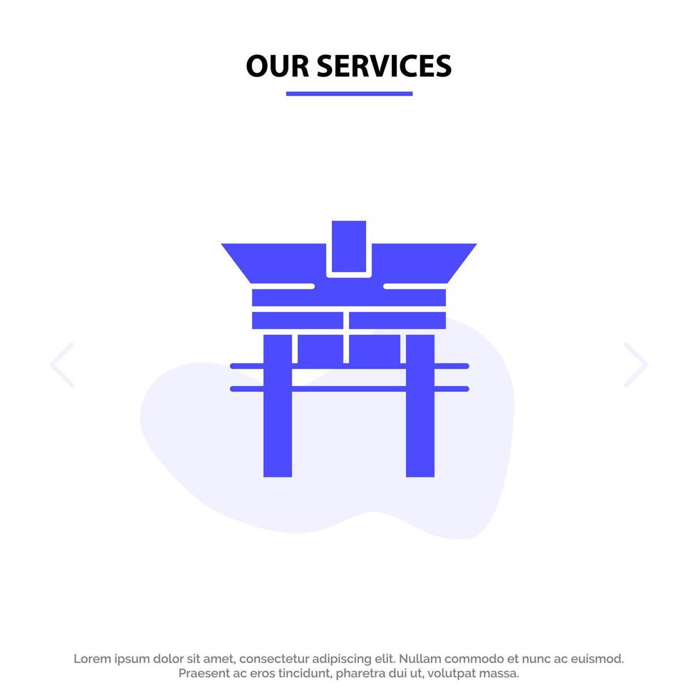 nossos serviços gate bridge china modelo de cartão web de ícone sólido glifo chinês vetor