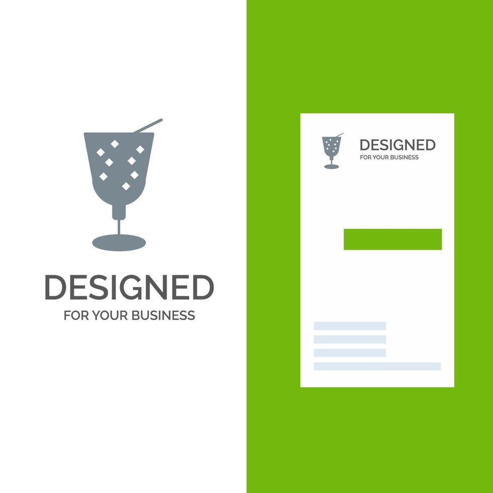 design de logotipo cinza de suco de bebida de praia e modelo de cartão de visita vetor