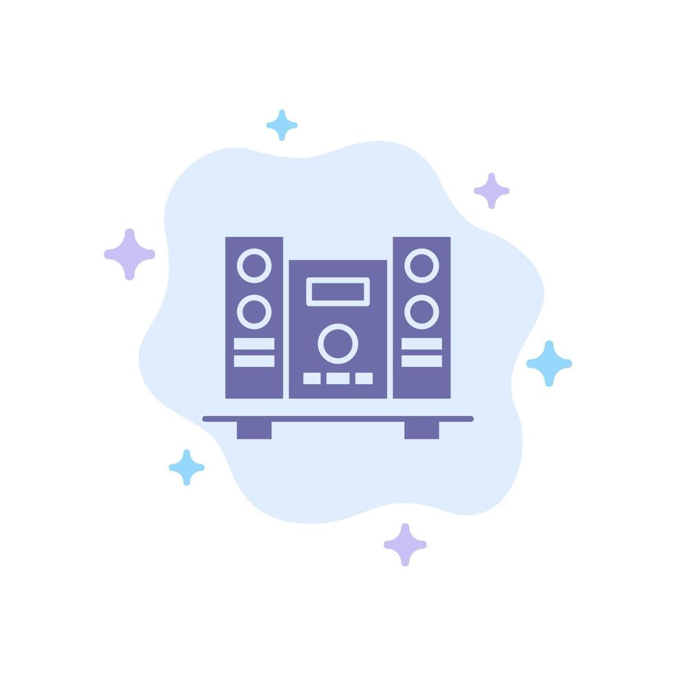 woofer alto-falante ícone azul da música no fundo abstrato da nuvem vetor