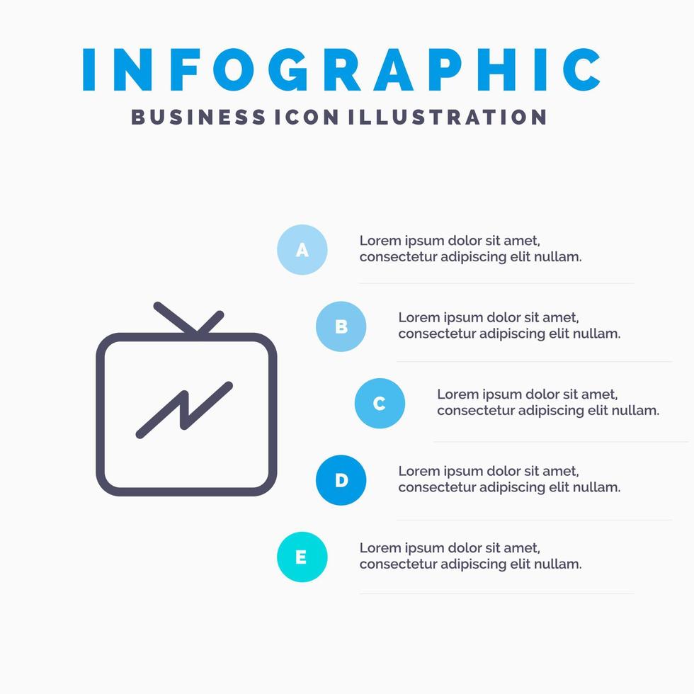 ícone da linha de atualização de energia do twitter com fundo de infográficos de apresentação de 5 etapas vetor