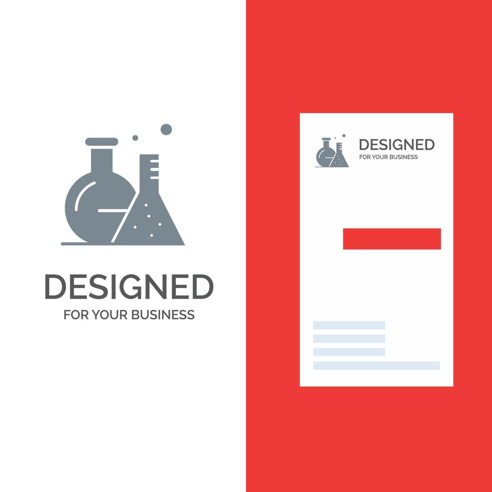 modelo de cartão de visita e design de logotipo cinza de laboratório de frasco de tubo vetor
