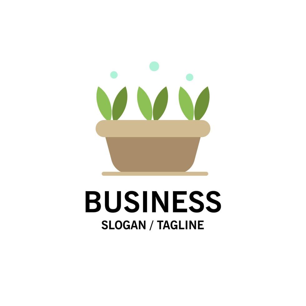 modelo de logotipo de negócios de primavera de planta de folha de crescimento cor lisa vetor