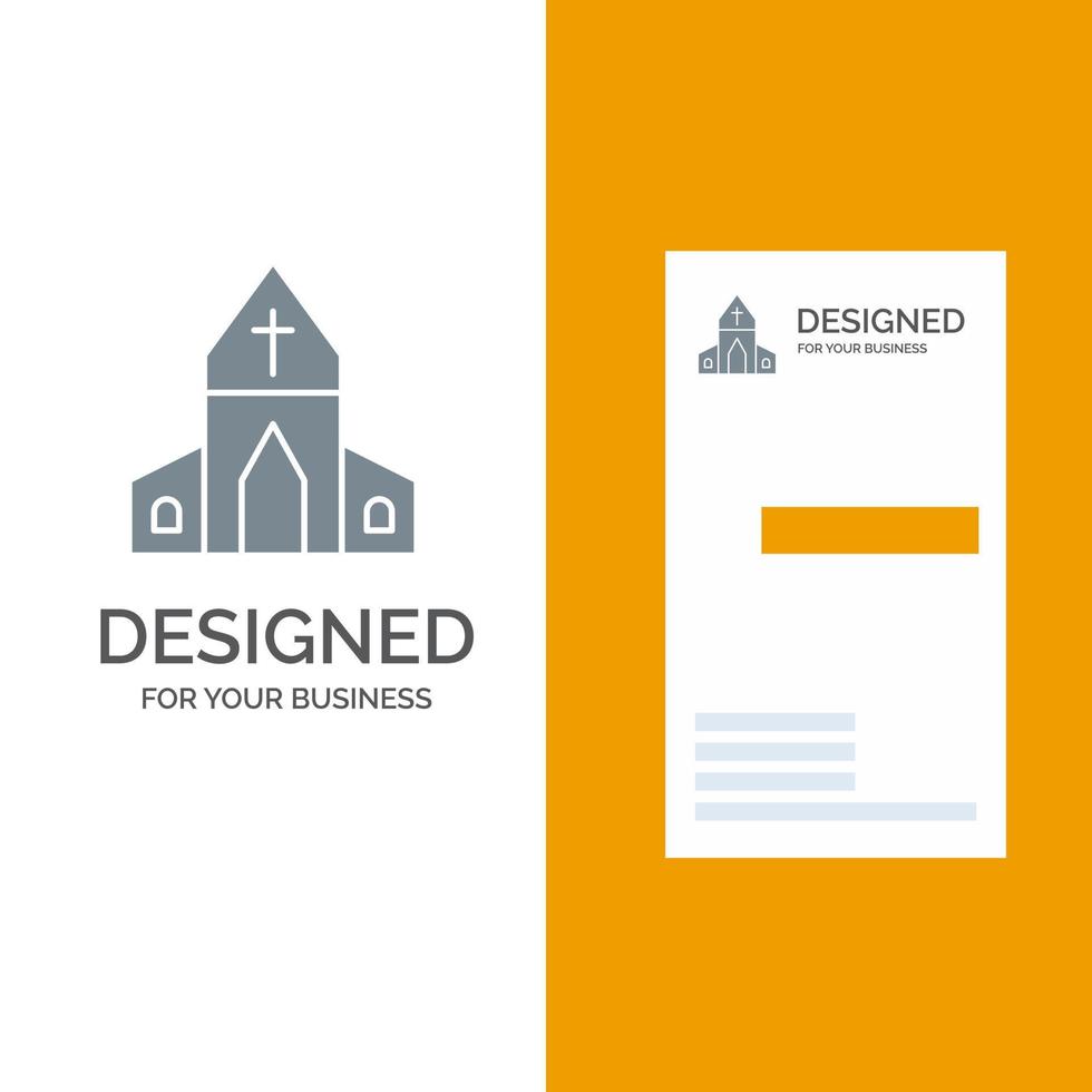 design de logotipo cinza cruz de páscoa da igreja e modelo de cartão de visita vetor