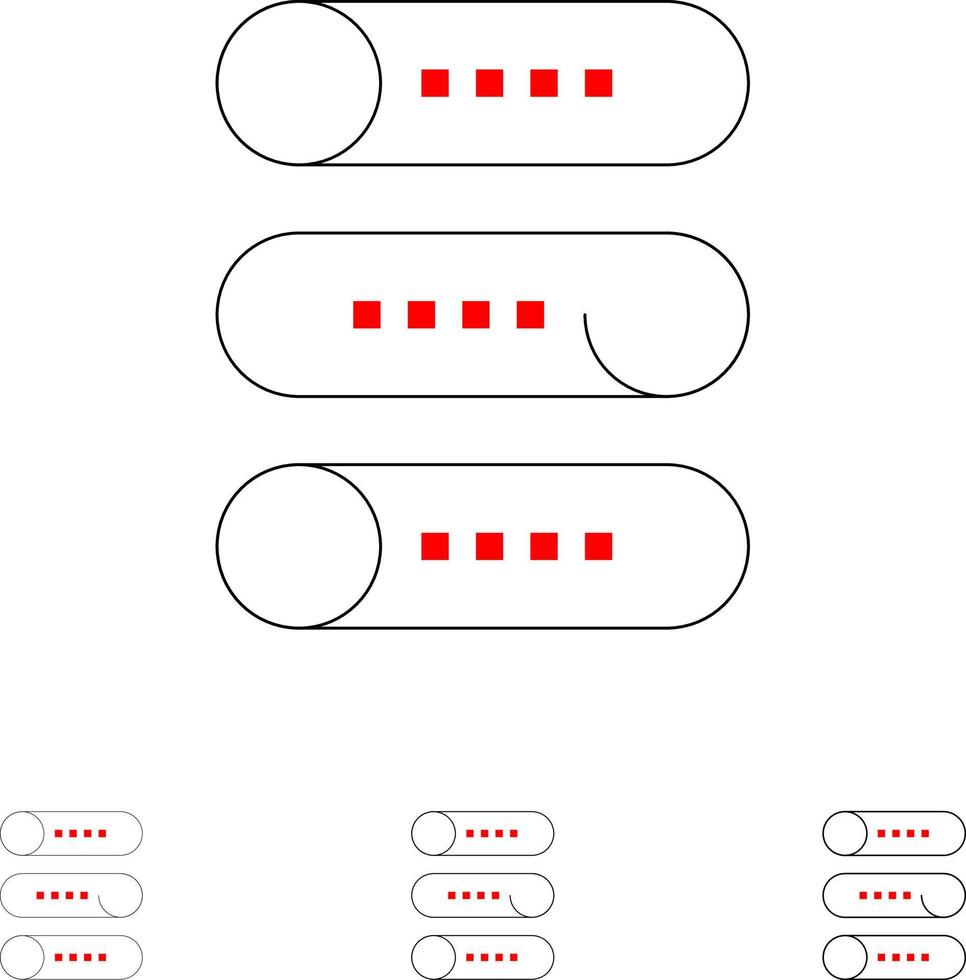 configurando o interruptor do dispositivo para desligar o conjunto de ícones de linha preta em negrito e fino vetor