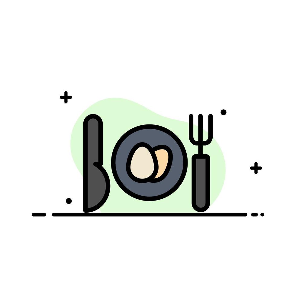 modelo de banner de vetor de ícone de linha plana de negócios de ovo de jantar