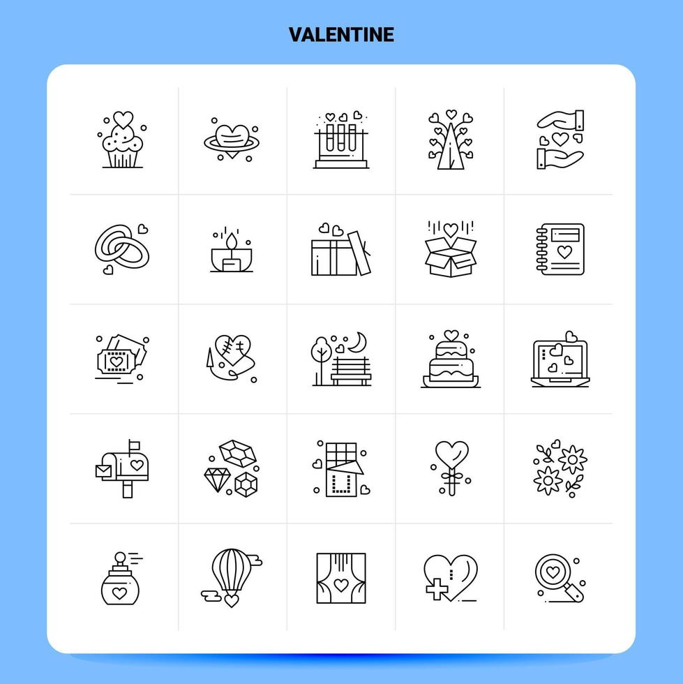 delinear 25 conjunto de ícones dos namorados vetor design de estilo de linha ícones pretos conjunto de pictograma linear pacote de ideias de negócios móveis e web design ilustração vetorial
