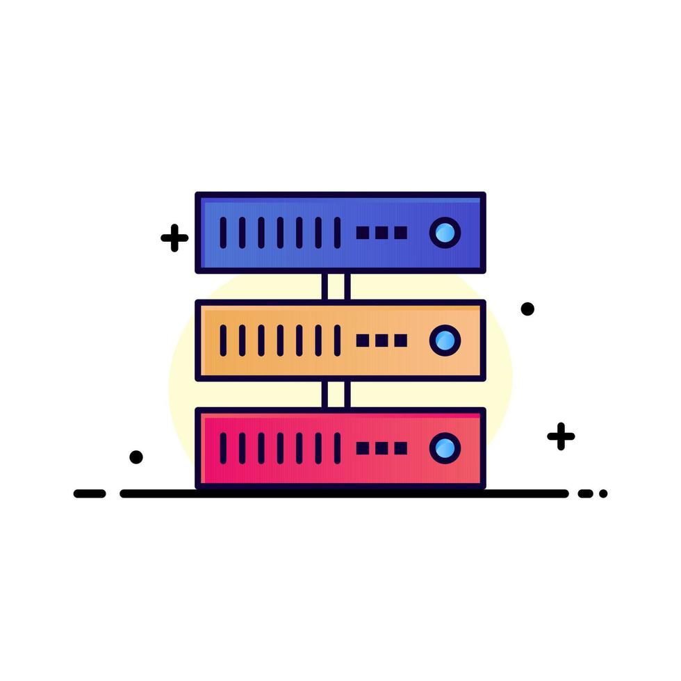 modelo de banner de vetor de ícone de linha plana de negócios de rede de armazenamento de dados de computação