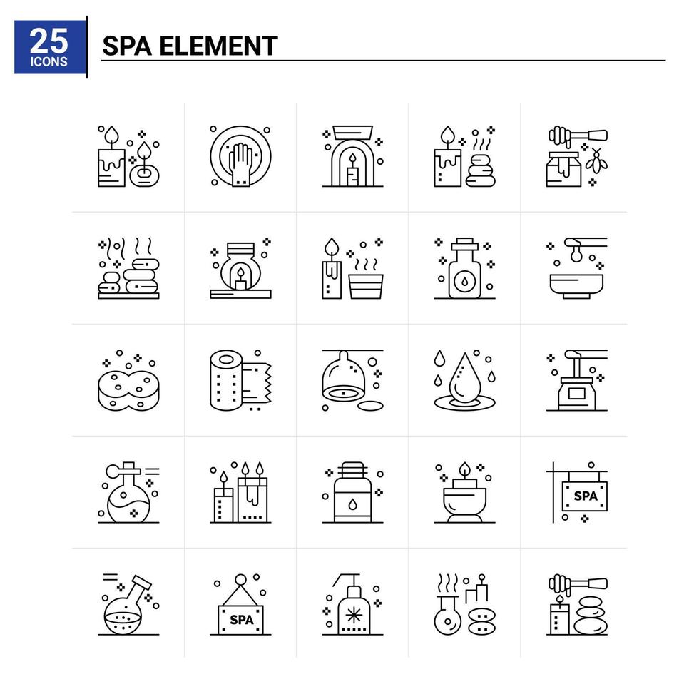 25 conjunto de ícones de elementos de spa de fundo vetorial vetor