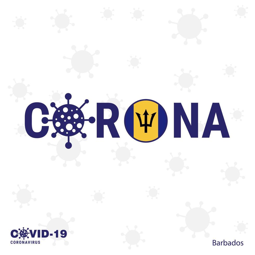 barbados coronavírus tipografia covid19 bandeira do país fique em casa fique saudável cuide de sua própria saúde vetor