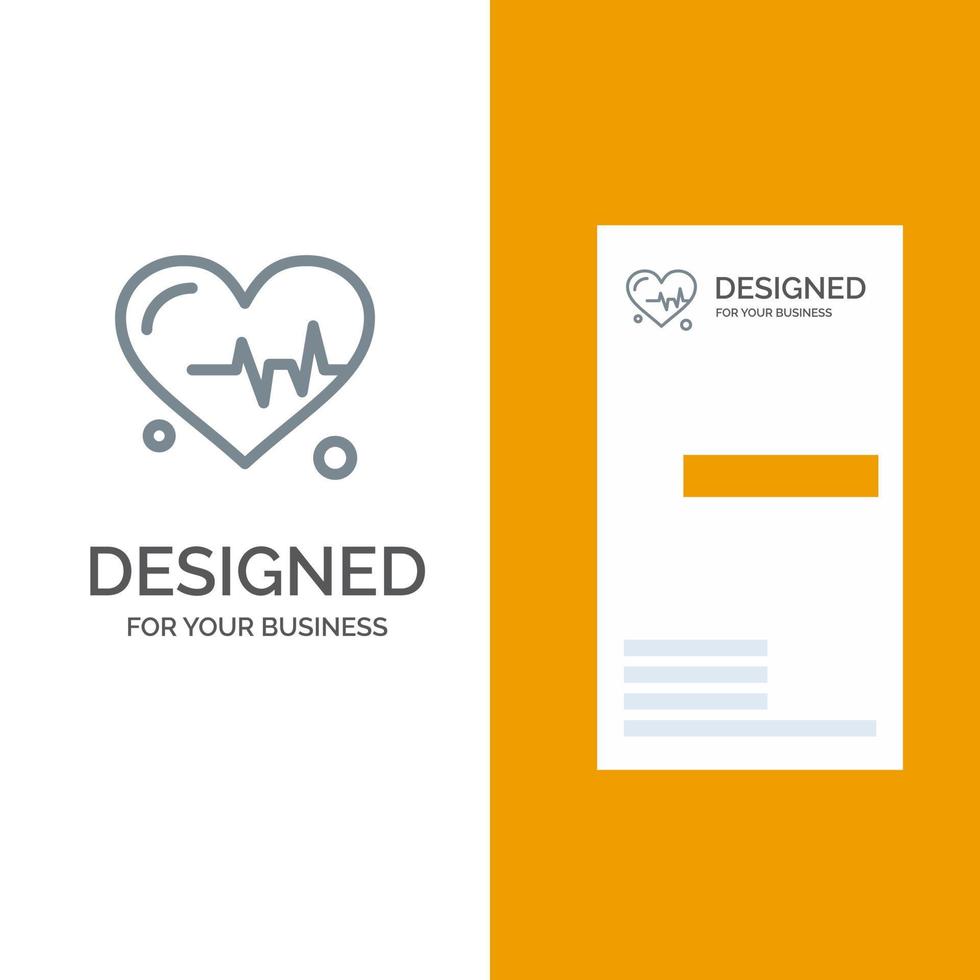 design de logotipo cinza ciência batimento cardíaco e modelo de cartão de visita vetor