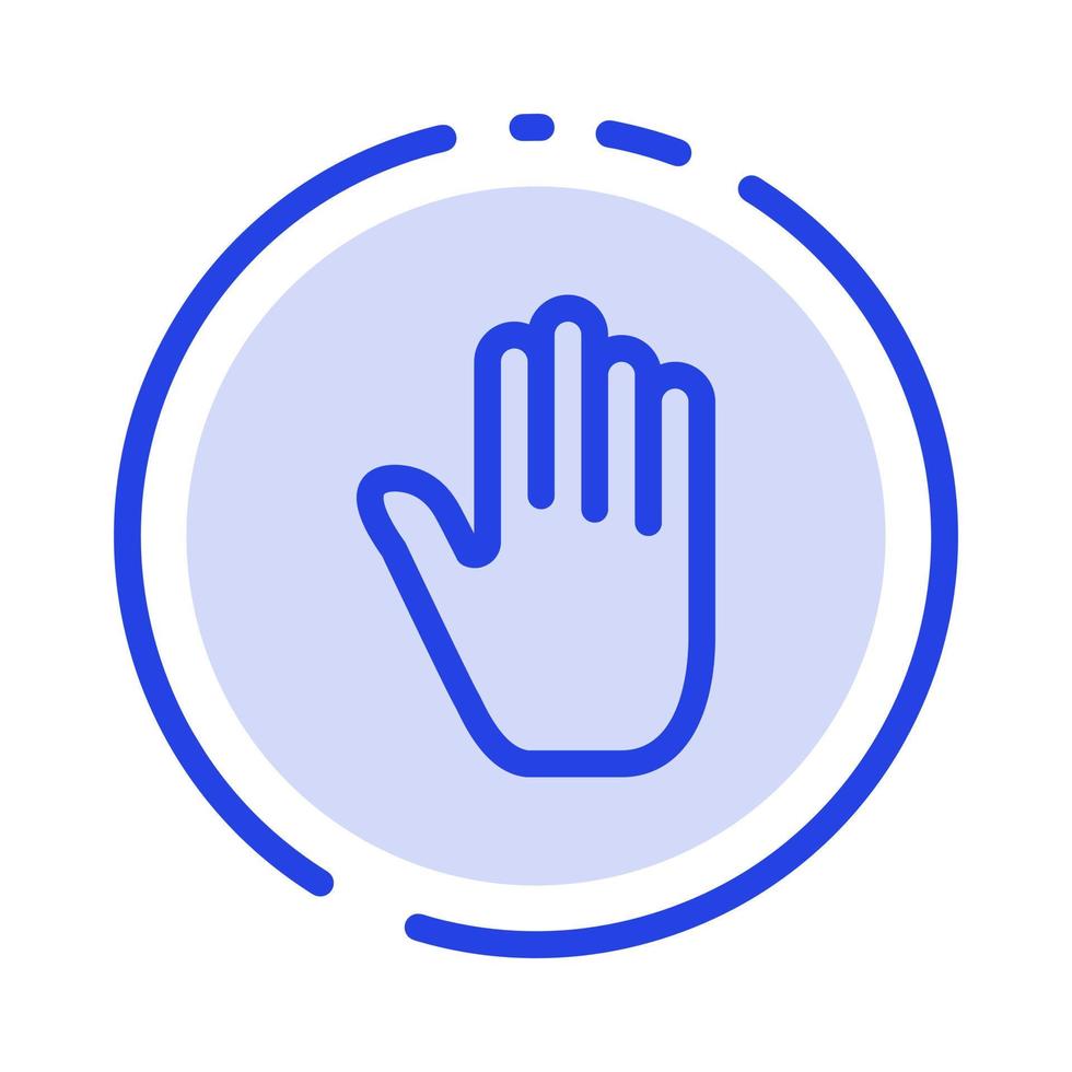 gestos de linguagem corporal interface de mão linha pontilhada azul ícone de linha vetor