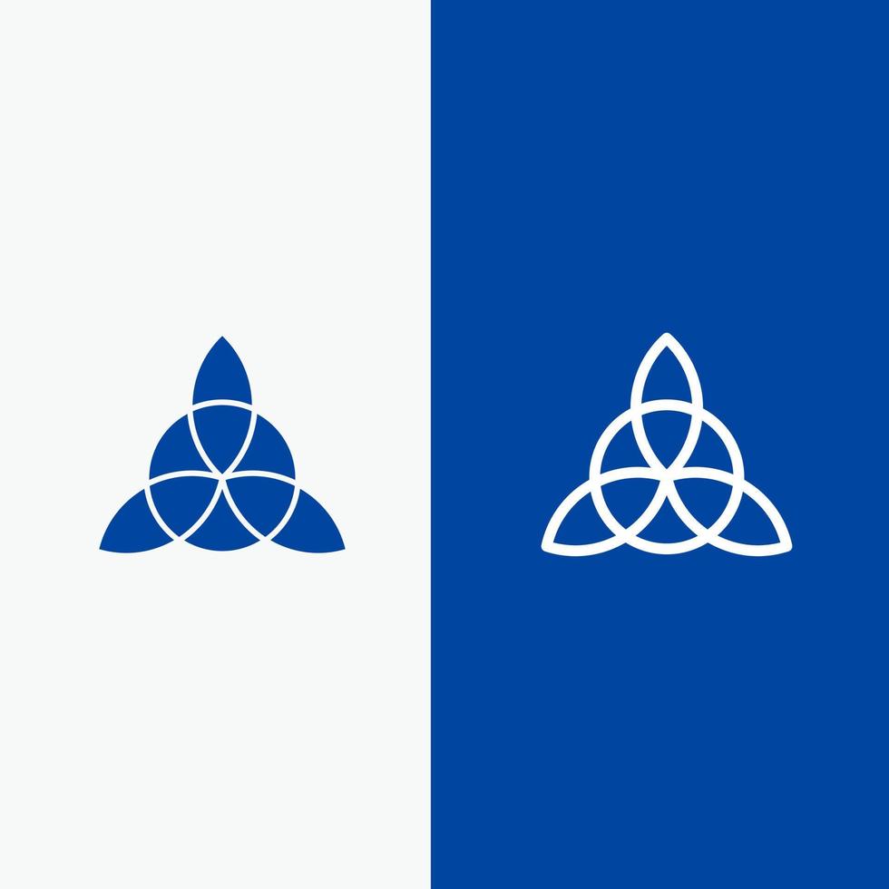 linha de flor celta irlandesa e ícone sólido de glifo banner azul linha e ícone sólido de glifo banner azul vetor