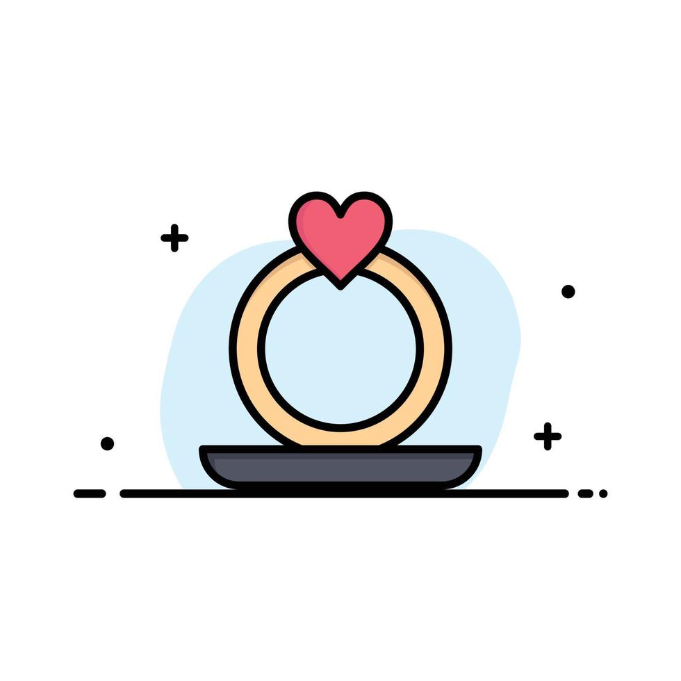 modelo de banner de vetor de ícone de linha plana de negócios de proposta de coração de anel