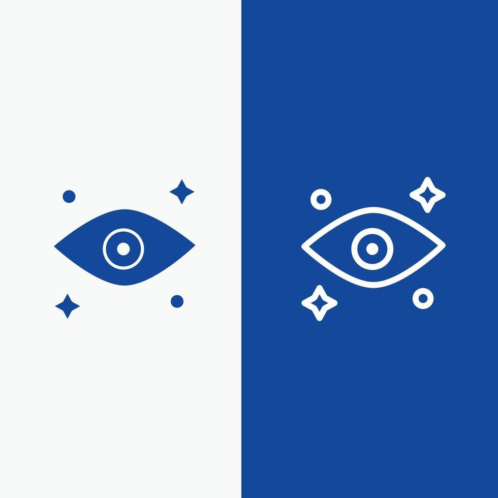 olho olhos observando linha e ícone sólido de glifo banner azul linha e ícone sólido de glifo banner azul vetor