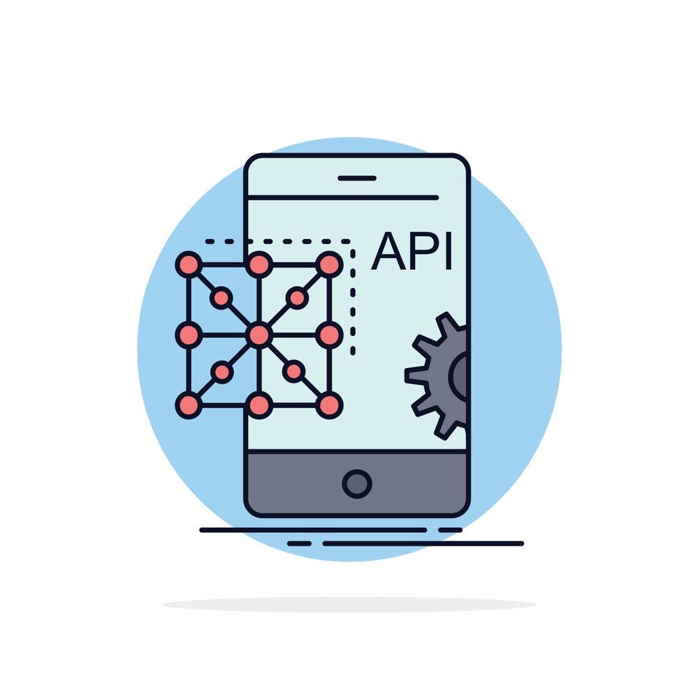 vetor de ícone de cor plana móvel de desenvolvimento de codificação de aplicativo api