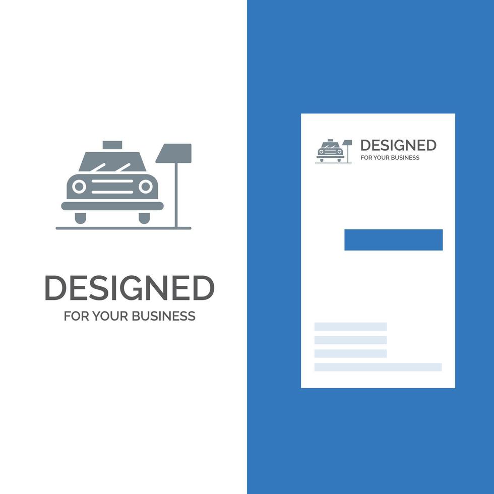 design de logotipo cinza de serviço de hotel de estacionamento e modelo de cartão de visita vetor