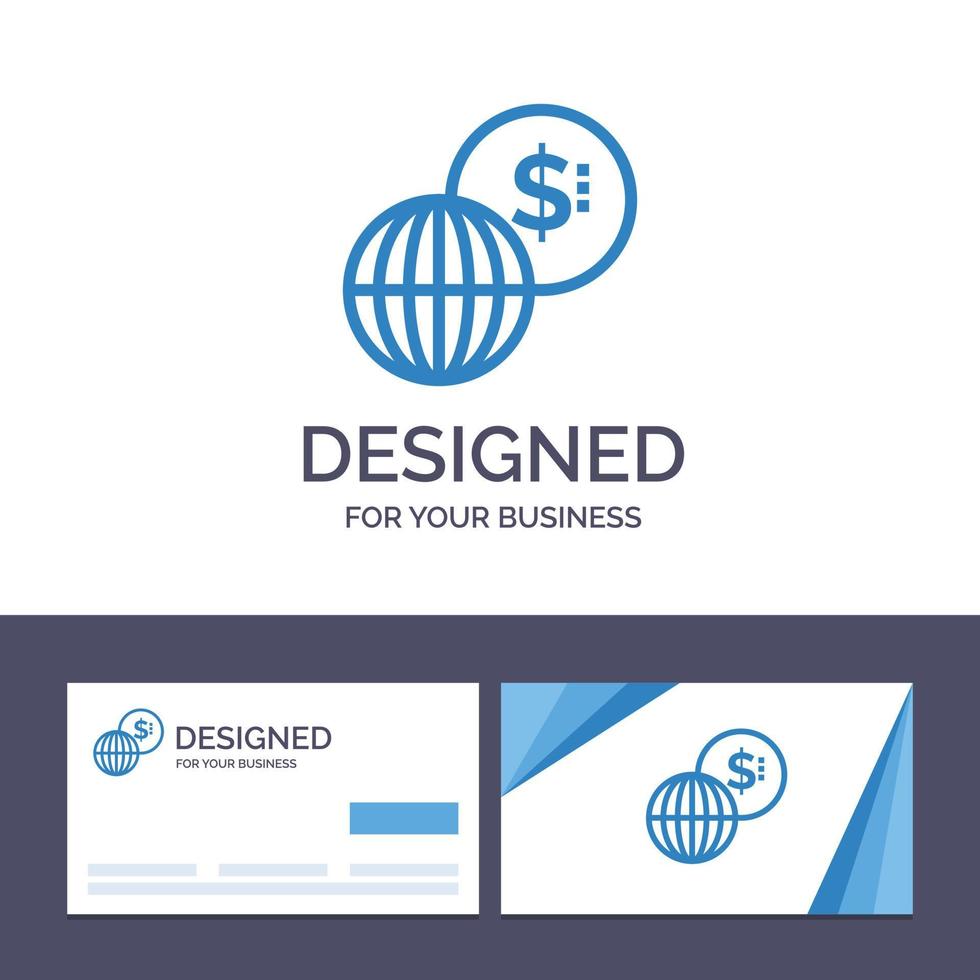 cartão de visita criativo e modelo de logotipo negócios globais ilustração em vetor moderno