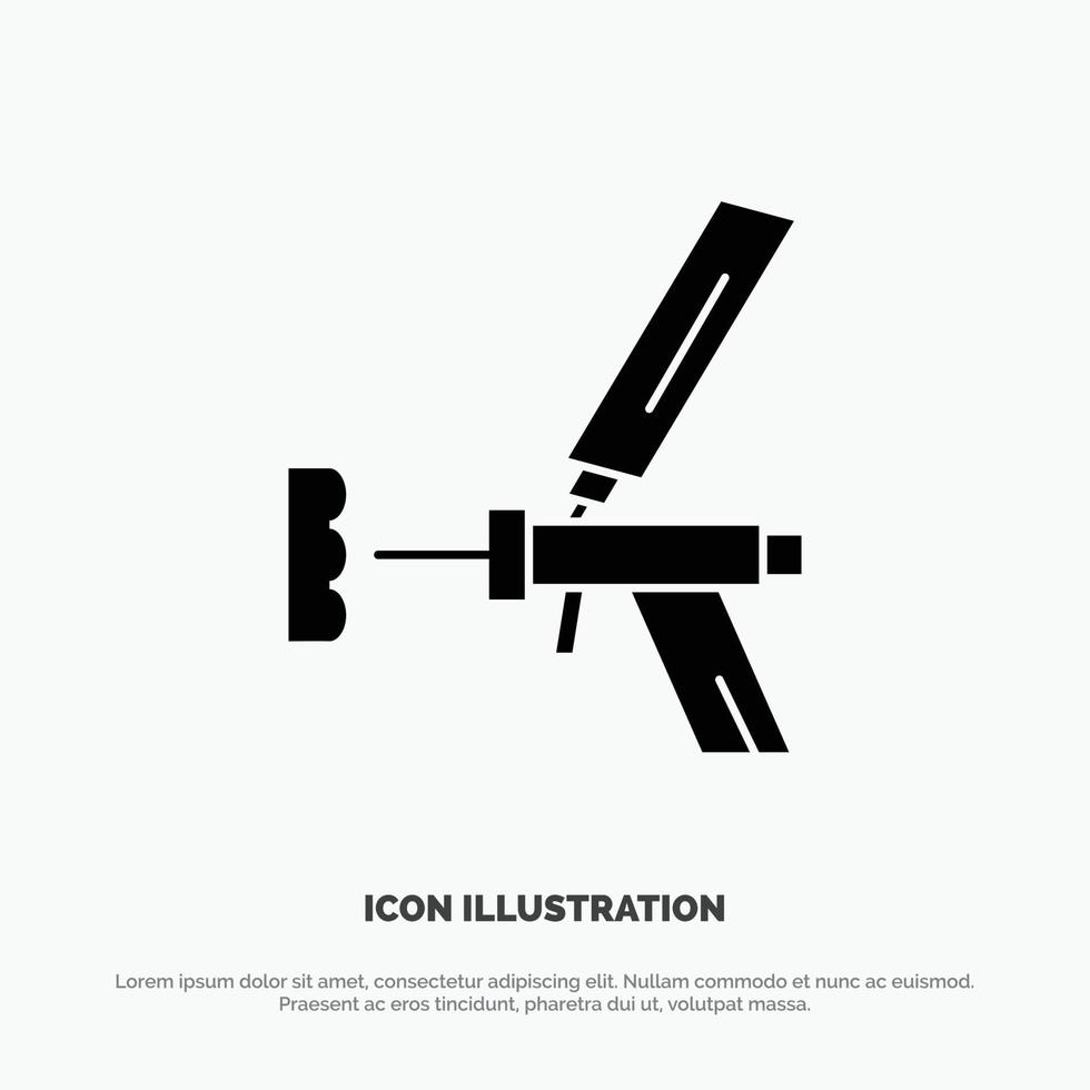arma de espuma construção de construção ferramenta de reparo de espuma arma vetor de ícone de glifo sólido