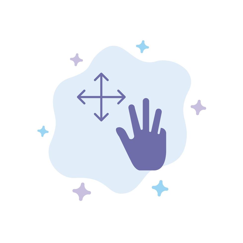 três gestos com os dedos seguram o ícone azul no fundo abstrato da nuvem vetor