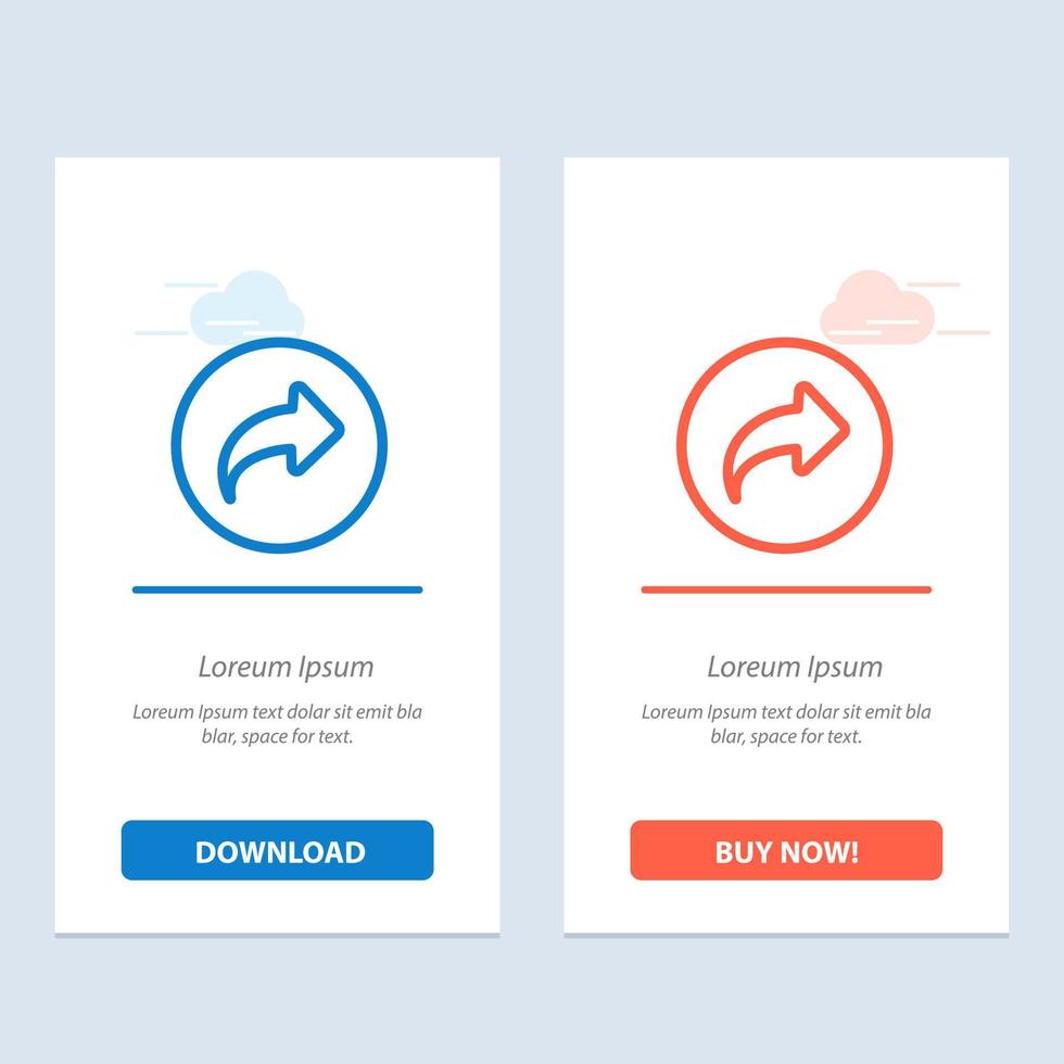 seta básica para a direita ui azul e vermelho baixe e compre agora modelo de cartão de widget da web vetor