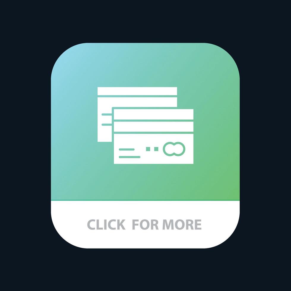 cartão de crédito cartão bancário cartões de crédito finanças dinheiro aplicativo móvel botão android e ios versão glifo vetor