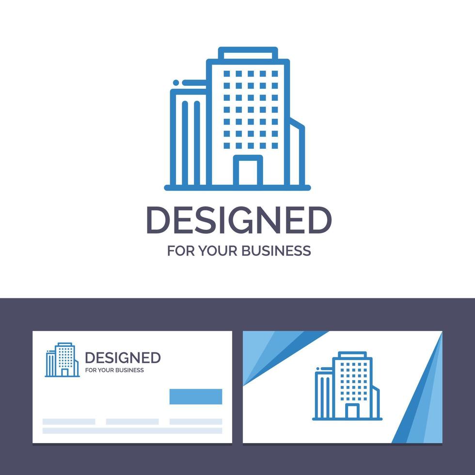cartão de visita criativo e modelo de logotipo edifício ilustração em vetor americano de escritório