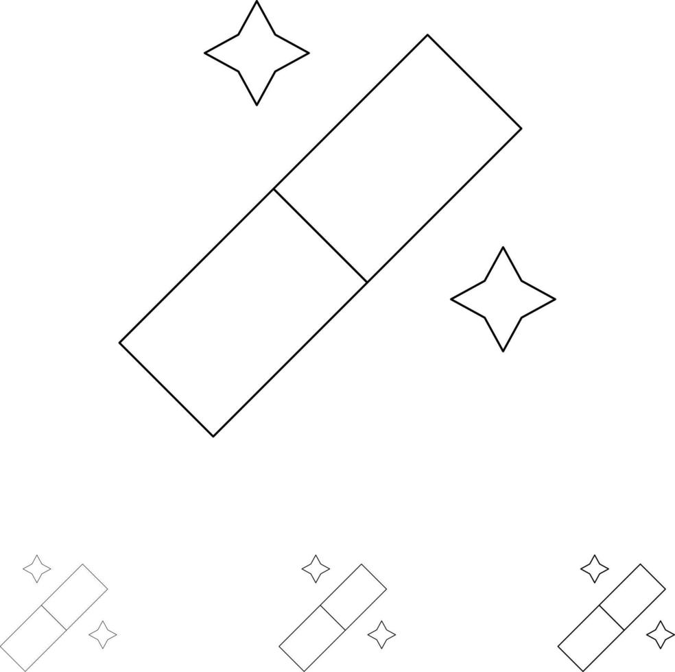 ferramenta gráfica de design conjunto de ícones de linha preta em negrito e fino vetor