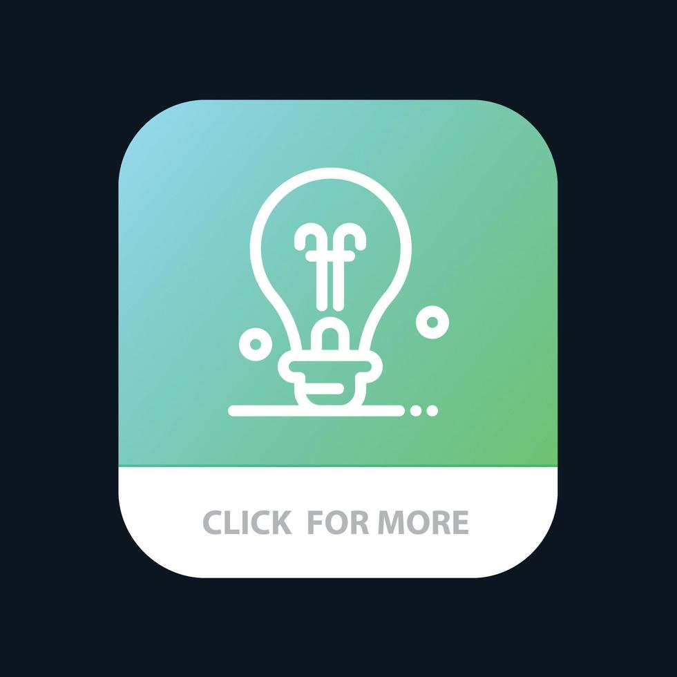 lâmpada educação ideia botão de aplicativo móvel android e versão de linha ios vetor