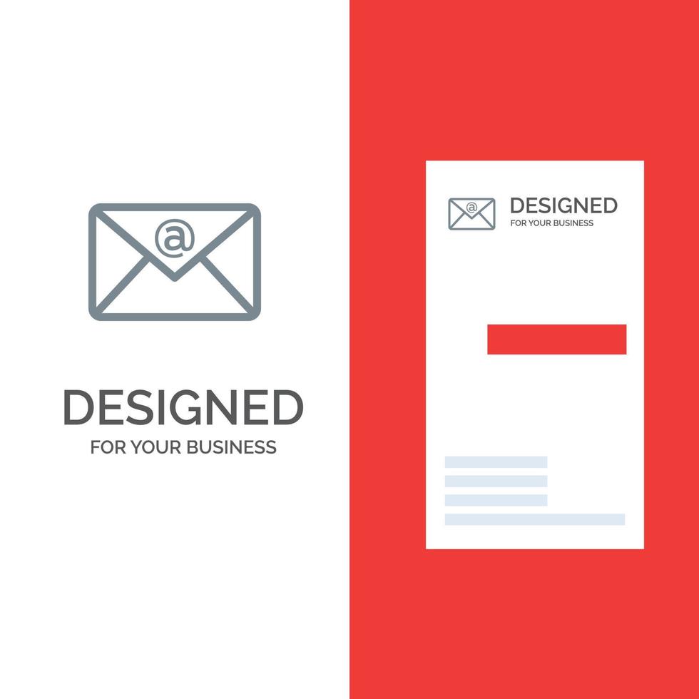 design de logotipo cinza de correio de caixa de entrada de e-mail e modelo de cartão de visita vetor