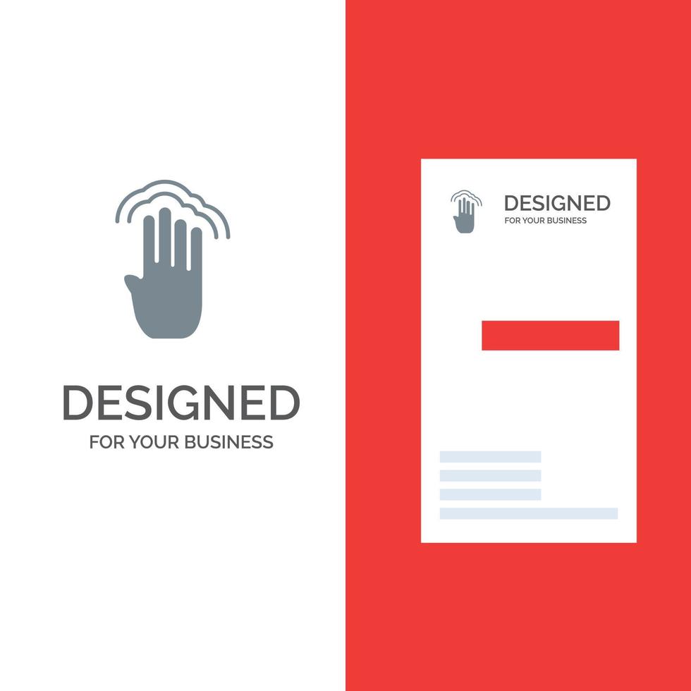 dedos interface de quatro gestos design de logotipo cinza de toque múltiplo e modelo de cartão de visita vetor