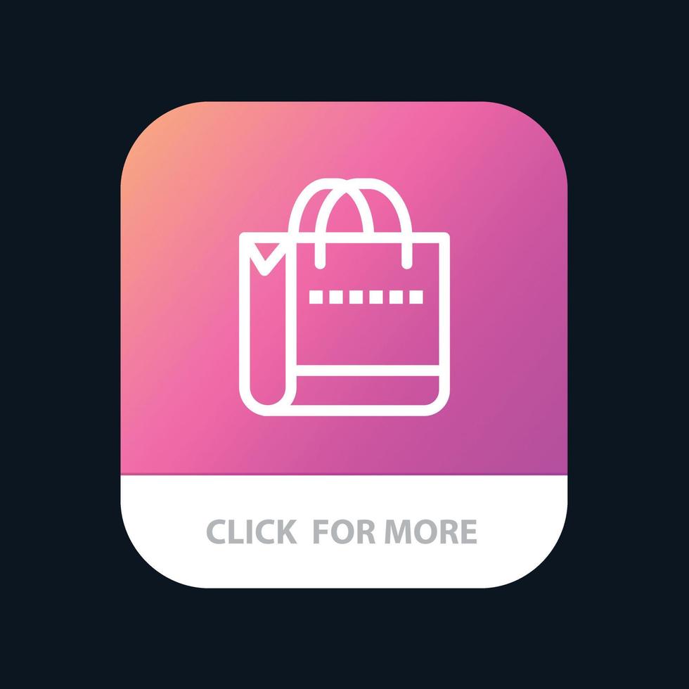 bolsa bolsa compras loja móvel app botão versão android e ios linha vetor