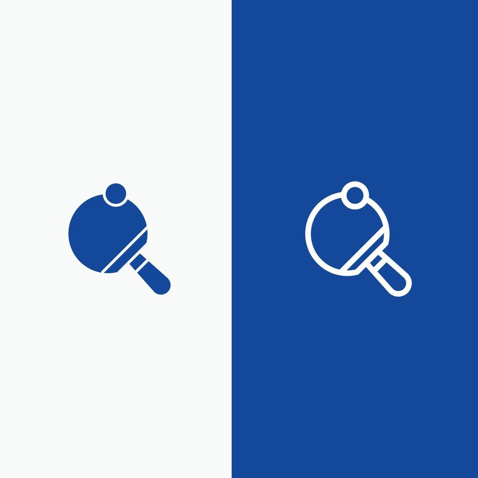 raquete pong linha de tênis de mesa e ícone sólido glifo banner azul linha e ícone sólido glifo banner azul vetor