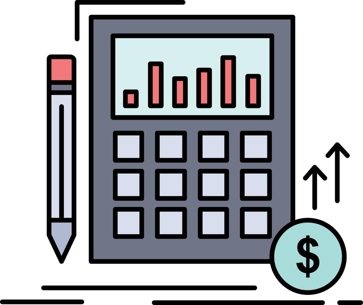 vetor de ícone de cor plana do mercado de investimento financeiro de dados de cálculo