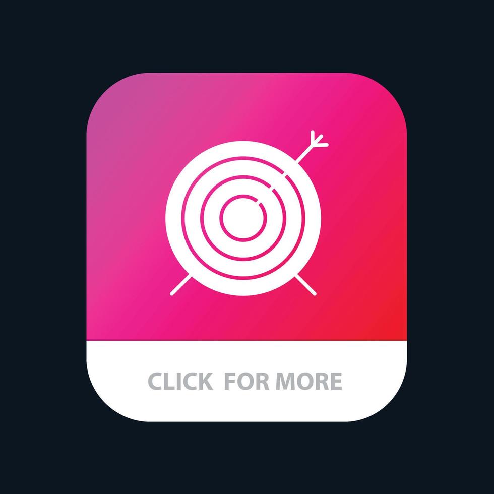 botão de aplicativo móvel de foco de objetivo de dardo alvo versão android e ios glifo vetor