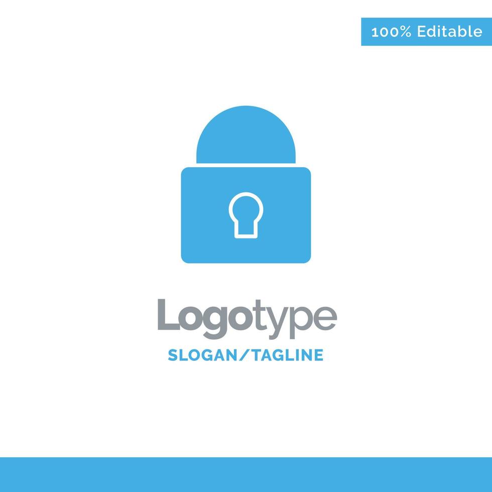 bloqueio de segurança login bloqueado modelo de logotipo sólido azul lugar para slogan vetor
